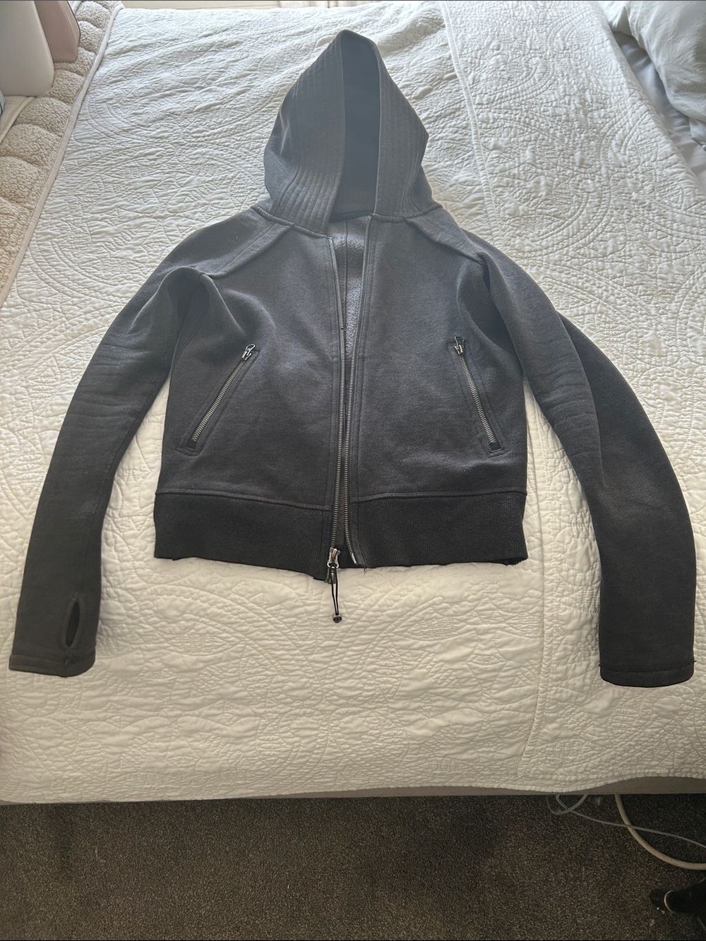lululemon athletica Black Hooded Zip Bomber Jacket